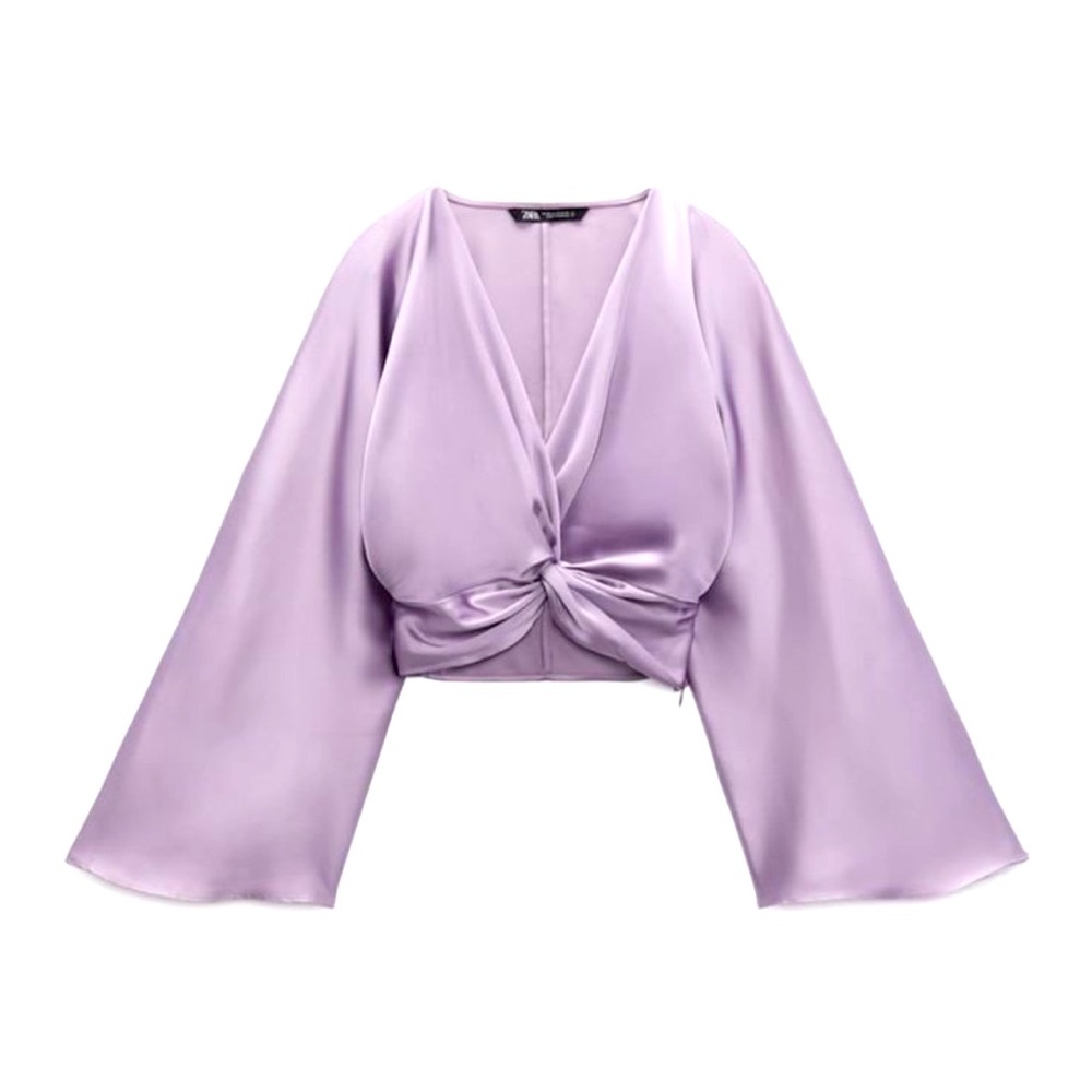 Zara knotted satin crop top